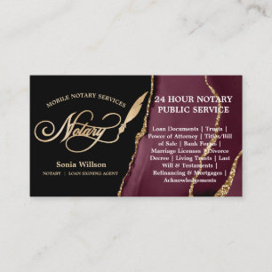 Mobile Notary and Loan Signing Agent Feather Pen Visitkort