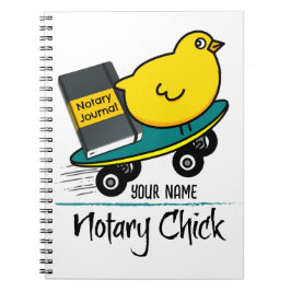 Mobile Notary Chick på Skateboard Customized Namn Anteckningsbok