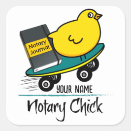 Mobile Notary Chick på Skateboard Customized Namn Fyrkantigt Klistermärke