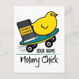 Mobile Notary Chick på Skateboard Customized Namn Vykort