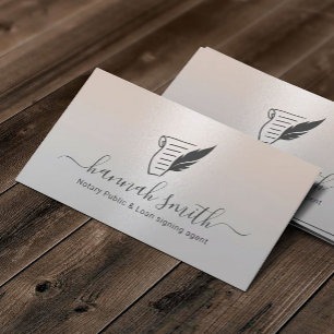 Mobile Notary Loan Signing Agent Elegant Silver Visitkort