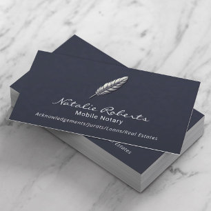 Mobile Notary Loan Signing Agent Feather Quill Visitkort