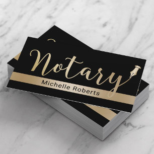 Mobile Notary Loan Signing Agent Guld Rand Black Visitkort