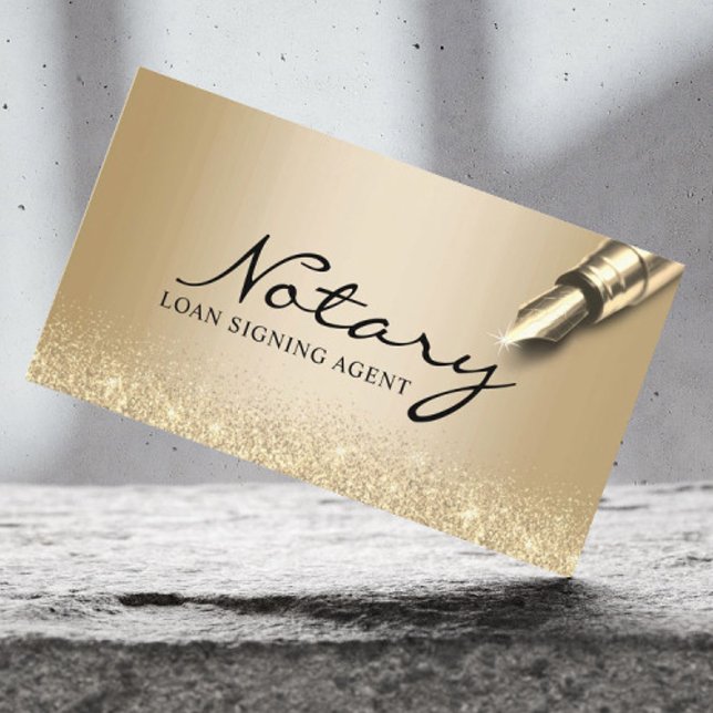 Mobile Notary Loan Signing Agent Modern Guld Visitkort (Skapare uppladdad)