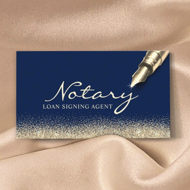 Mobile Notary Loan Signing Agent Modern Navy Guld Visitkort (Skapare uppladdad)