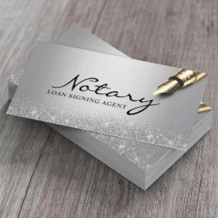 Mobile Notary Loan Signing Agent Modern Silver Visitkort