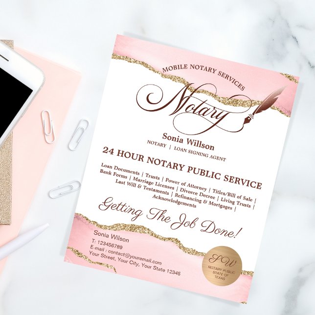 Mobile Notary & Loan Signing Agent Rosa Agate Flye Flygblad (Skapare uppladdad)