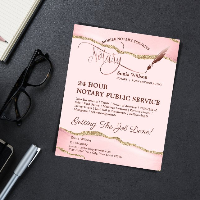 Mobile Notary & Loan Signing Agent Rosa Agate Flye Flygblad (Skapare uppladdad)