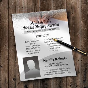 Mobile Notary & Loan Signing Agent Silver Glitter Flygblad