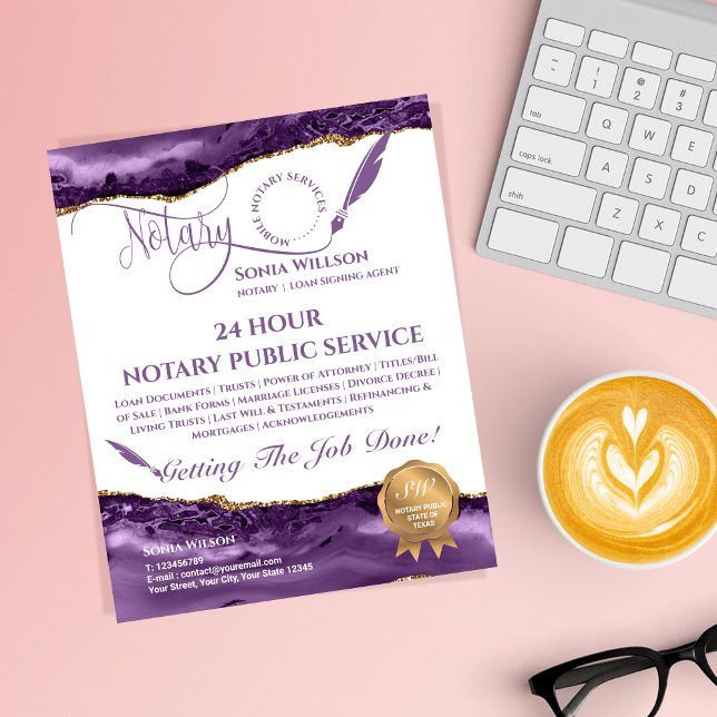 Mobile Notary & Loan Signing Agent Teal Agate Fly Flygblad (Skapare uppladdad)