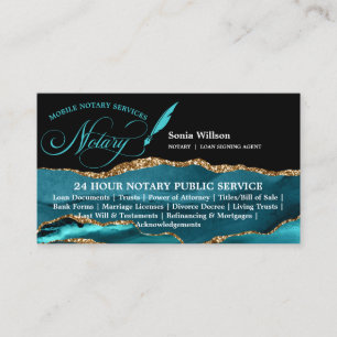 Mobile Notary & Loan Signing Agent Teal Visitkort