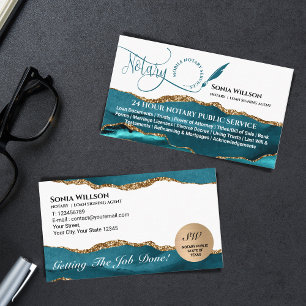 Mobile Notary & Loan Signing Agent Teal Visitkort