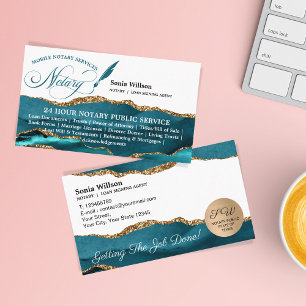 Mobile Notary & Loan Signing Agent Teal Visitkort