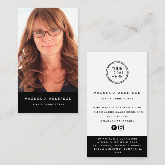 Mobile Notary Photo Add Your Logotyp Social Media Visitkort (Fram/baksida)