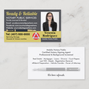 Mobile Notary Public Anpassade Photo Business C Visitkort