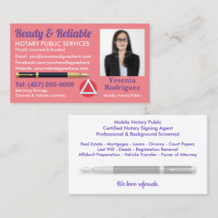 Mobile Notary Public Anpassade Photo Business C Visitkort