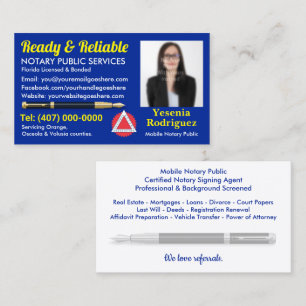 Mobile Notary Public Anpassade Photo Business C Visitkort