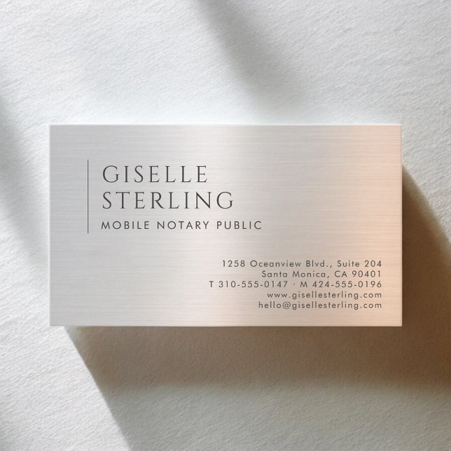 Mobile Notary Public Brushed Metal Visitkort (Skapare uppladdad)