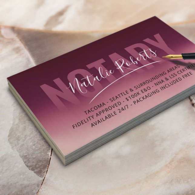 Mobile Notary Public Burgundy Red Namnteckning Visitkort (Skapare uppladdad)