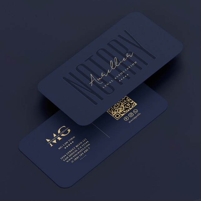 Mobile Notary Public Mörk Navy Blue Modern Visitkort (Mobile Notary Public Dark Navy Blue Modern Business Card
)