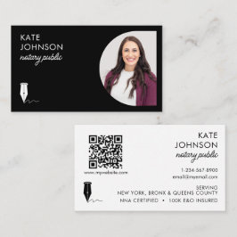Mobile Notary Public Photo QR Code Logo Visitkort