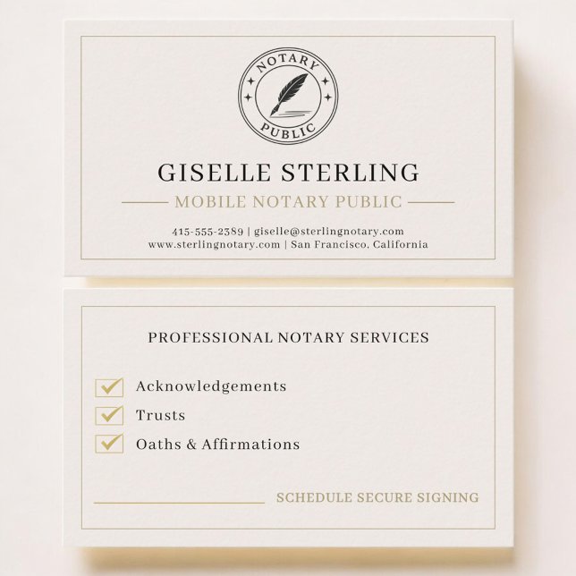 Mobile Notary Public Professional Visitkort (Skapare uppladdad)
