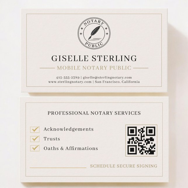 Mobile Notary Public QR Code Professional Visitkort (Skapare uppladdad)