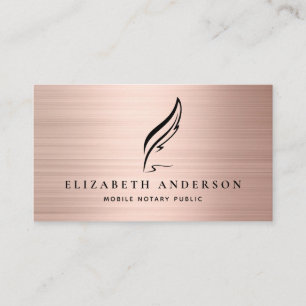 Mobile Notary Public Quill Ro Guld Brushed Metall Visitkort