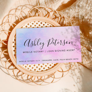 Mobile Notary Public script rosa pearl holography Visitkort