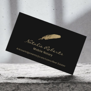 Mobile Notary Public Signing Agent Guld Quill Logo Visitkort