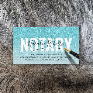 Mobile Notary Public Turcos Glitter Namnteckning Visitkort