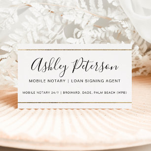 Mobile Notary public typography guld rand Visitkort