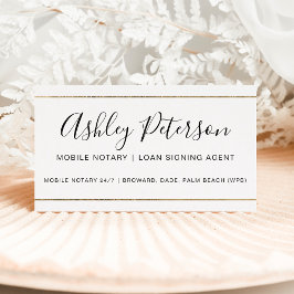 Mobile Notary public typography guld rand Visitkort