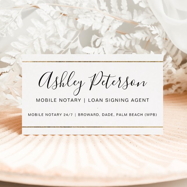 Mobile Notary public typography guld rand Visitkort (Skapare uppladdad)