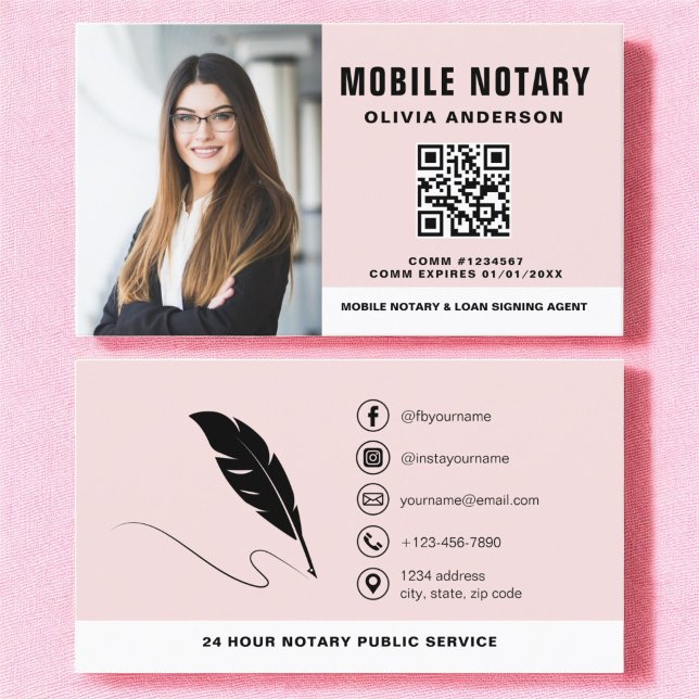 Mobile Notary QR-kodsignering av Agent-foto Visitkort (Skapare uppladdad)