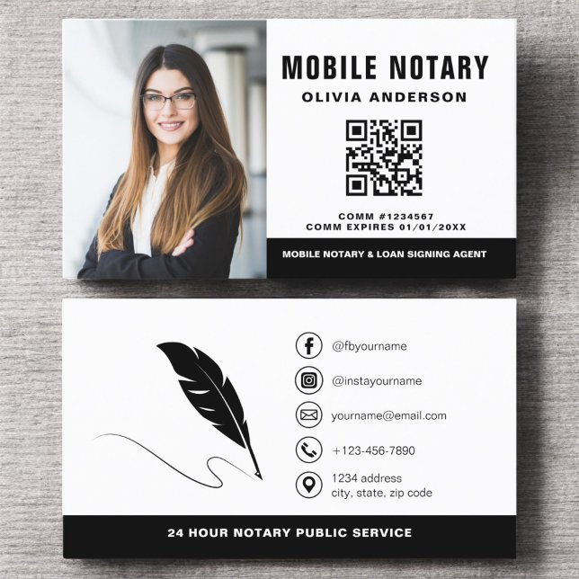 Mobile Notary QR-kodsignering av Agent-foto Visitkort (Skapare uppladdad)