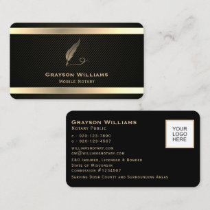 Mobile Notary Quill Din LOGOTYP Guld Black Visitkort