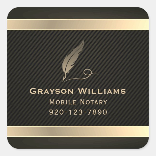 Mobile Notary Quill Fyrkantigt Klistermärke (Framsida)