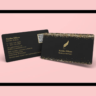 Mobile Notary Quill QR-kod, svart Guld Visitkort
