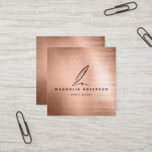 Mobile Notary Quill Ro Guld Brushed Metall Fyrkantigt Visitkort