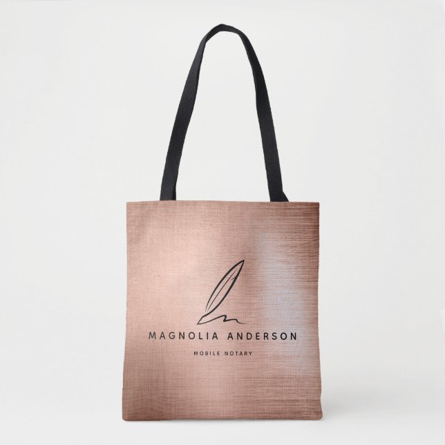 Mobile Notary Quill Ro Guld Brushed Metall Tygkasse (Framsida)