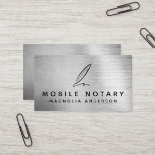 Mobile Notary Quill Silver Foil Visitkort
