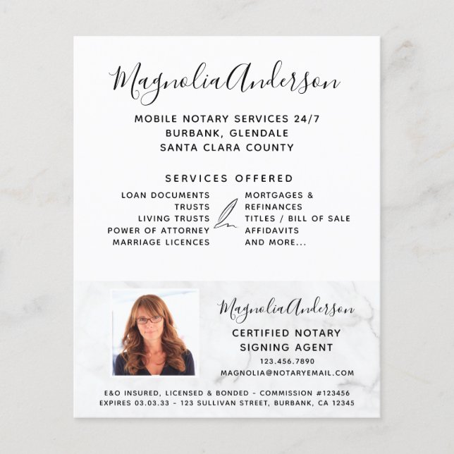 Mobile Notary Service Marble Flygblad (Framsidan)