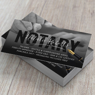 Mobile Notary Service Namnteckning BW-fotografi Visitkort
