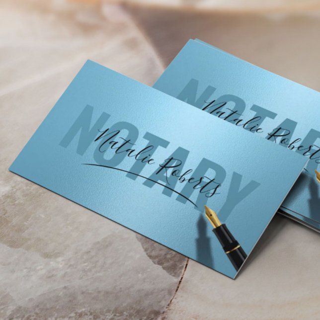 Mobile Notary Service Namnteckning Modern Light Bl Visitkort (Skapare uppladdad)