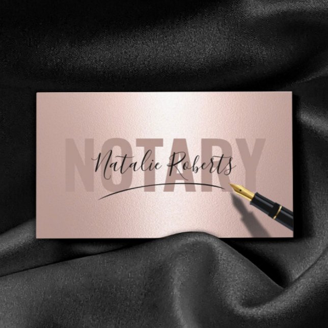 Mobile Notary Service Namnteckning Modern Ro Guld Visitkort (Skapare uppladdad)