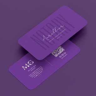 Mobile Notary Sigary Agent Royal Lila Modern Visitkort