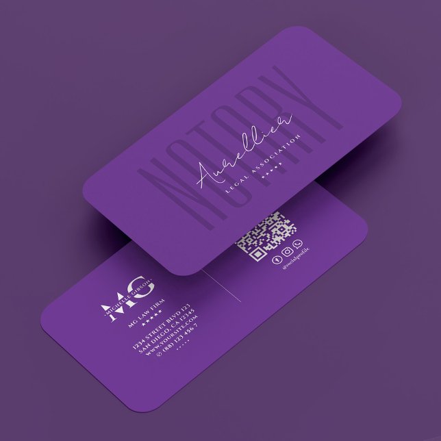 Mobile Notary Sigary Agent Royal Lila Modern Visitkort (Mobile Notary Signing Agent Royal Purple Modern Business Card
)