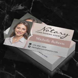 Mobile Notary Signing Agent Elegant Silver Photo Visitkort