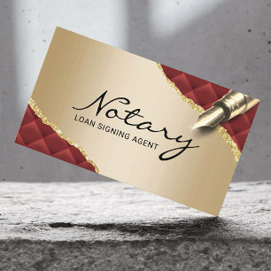 Mobile Notary Signing Agent Luxury Red & Guld Visitkort